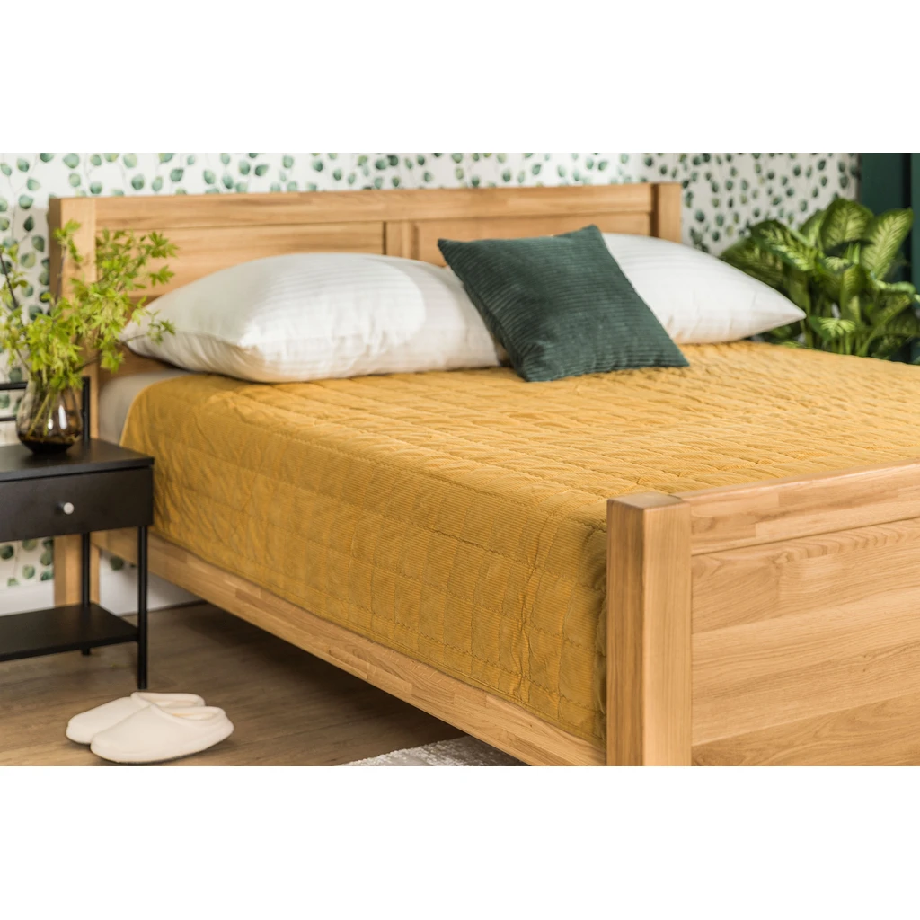 Horčicový menčestrový prehoz na posteľ TIMON 200x220 cm