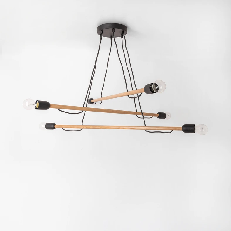 Závesné svietidlo HELIX 6 WOOD zo svetlého dreva