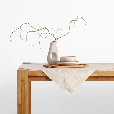 Krémový žakárový obrus kockovaný CASCADE 85x85 cm