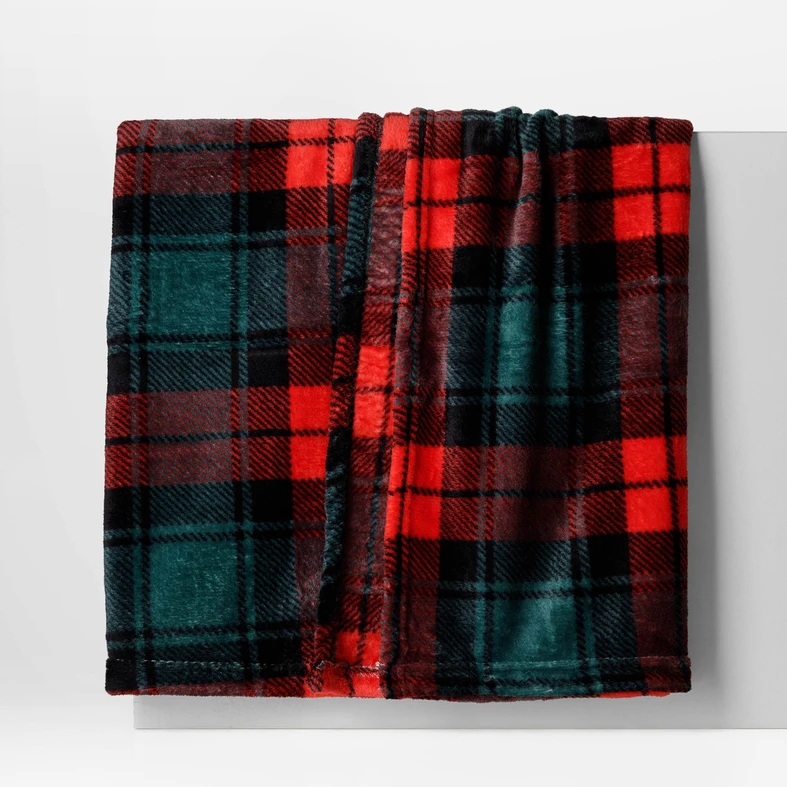 Zeleno-červená károvaná deka TYLOR 150x200 cm
