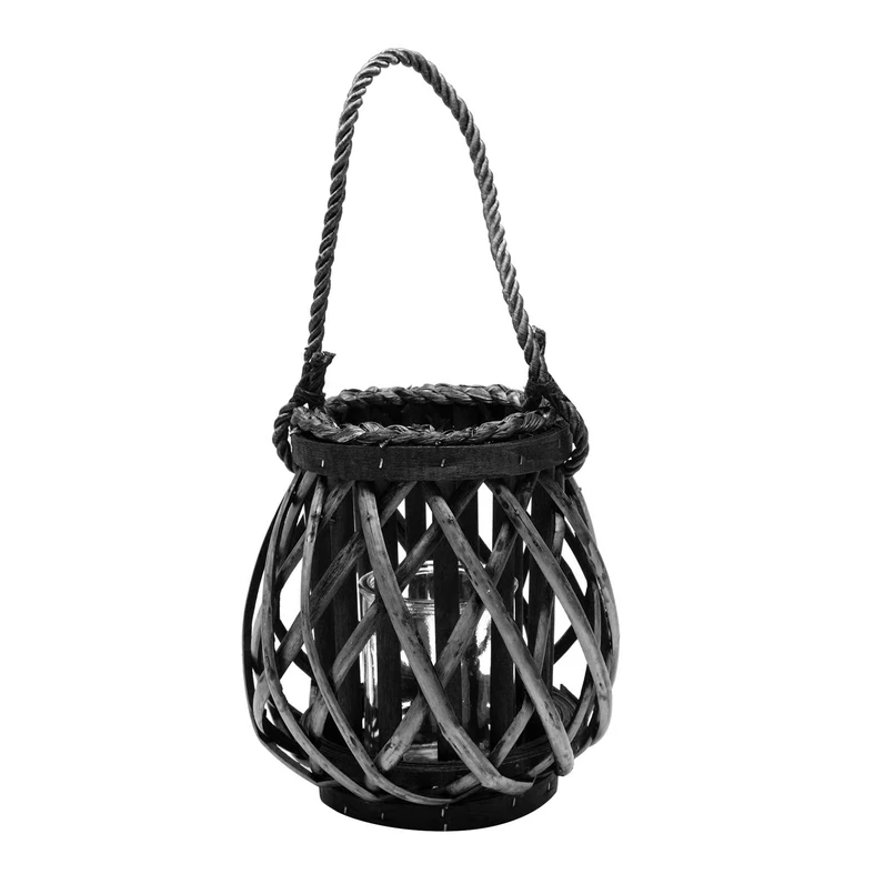 Prútený lampáš lampión čierny 20 cm