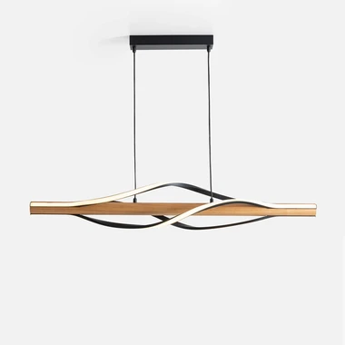 Závesné svietidlo LED drevené čierne BAEZ