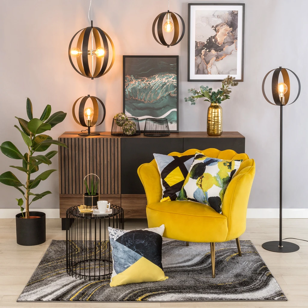 Moderná čierna stojacia lampa do obývačky LIVIA