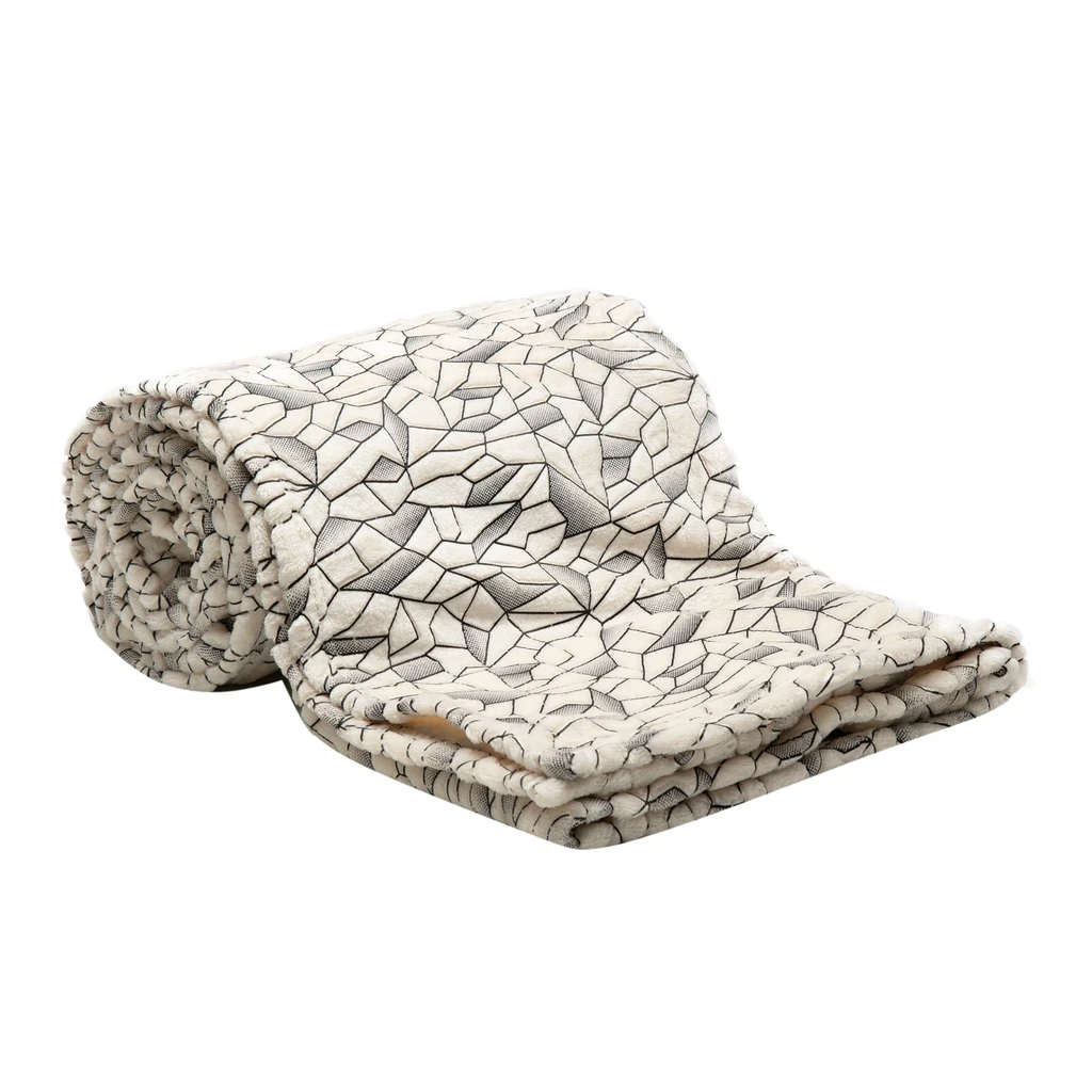 Deka s geometrickým vzorom GEOM 150x200 cm, krémová