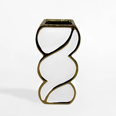 Moderná váza bielo-zlatá 25 cm