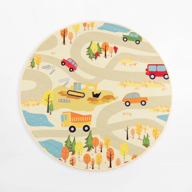 Koberec STELLA, okrúhly, ulice, béžový, 120 cm