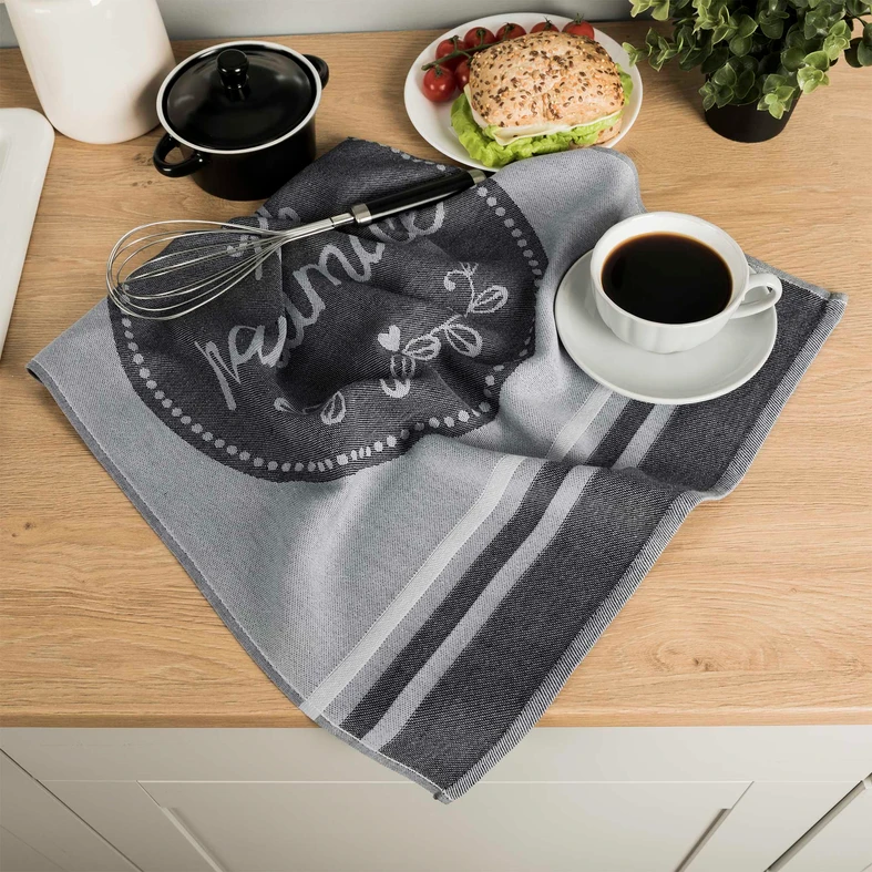 Kuchynská utierka HANDMADE, sivá 50x70 cm