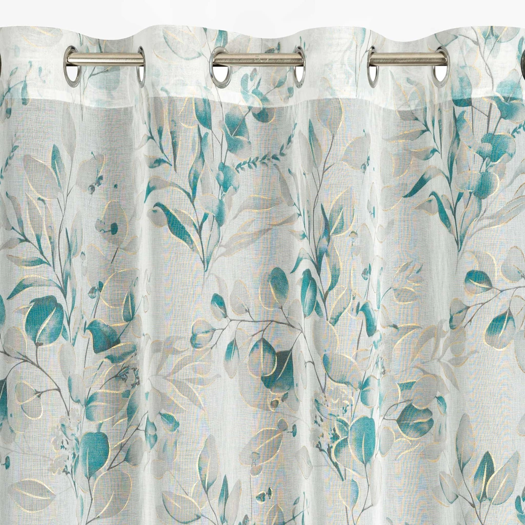 Záves na kolieskach bielo-tyrkysová AVA 140x250 cm
