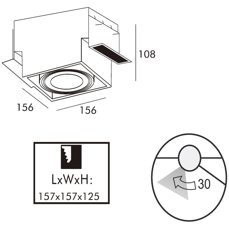Zapustené 1-bodové osvetlenie čierne ONEON