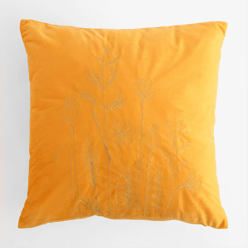 Żółta welurowa poszewka do salonu