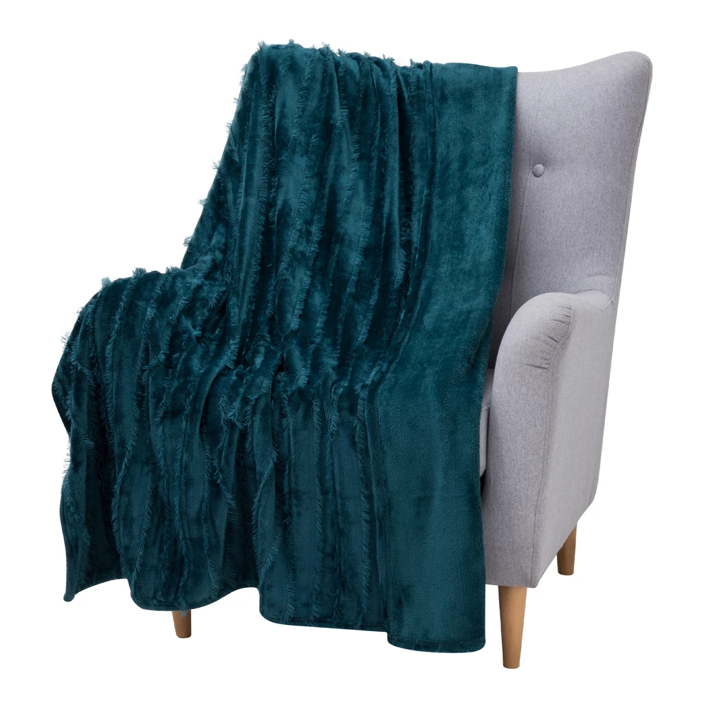 Tyrkysová deka so strapcami ASHA 130x160 cm