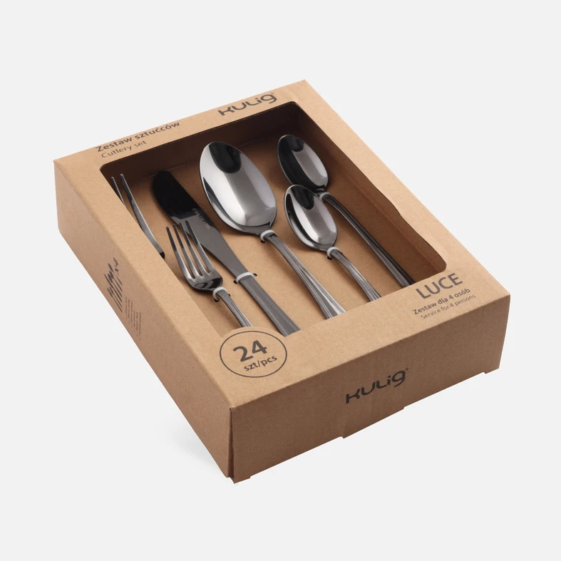 Súprava čiernych príborov LUCE, 24-dielna