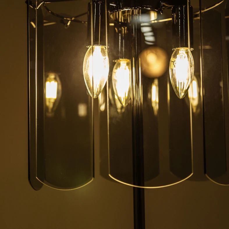 Stojacia lampa z dymového skla čierna NIRA