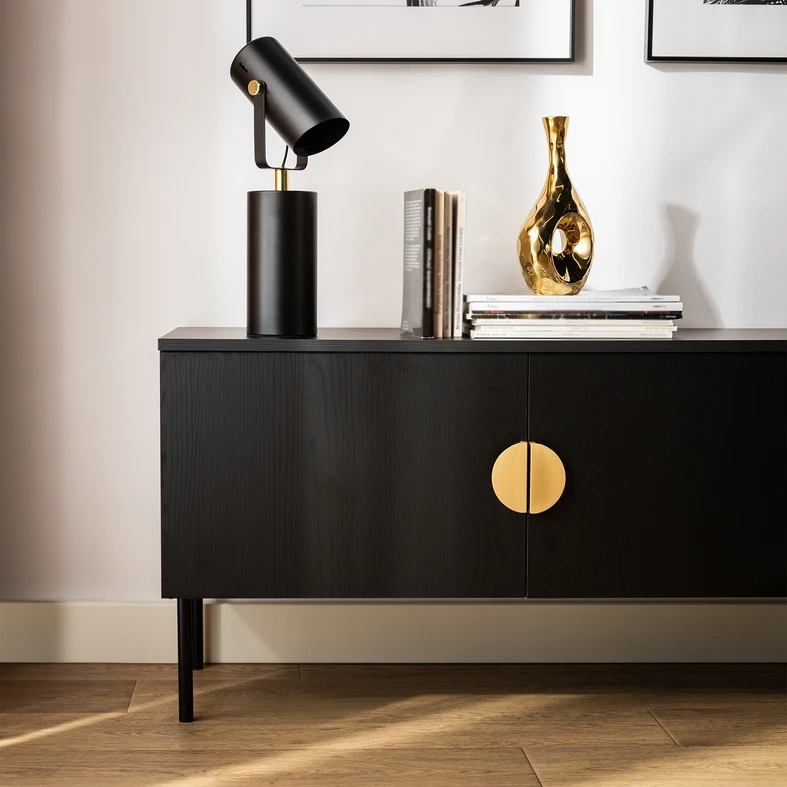 Stolná lampa RESI reflektor čierno-zlatá