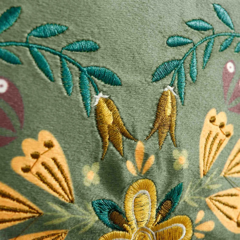 Dekoračná obliečka vyšívaná zelená FOLKY 45x45 cm