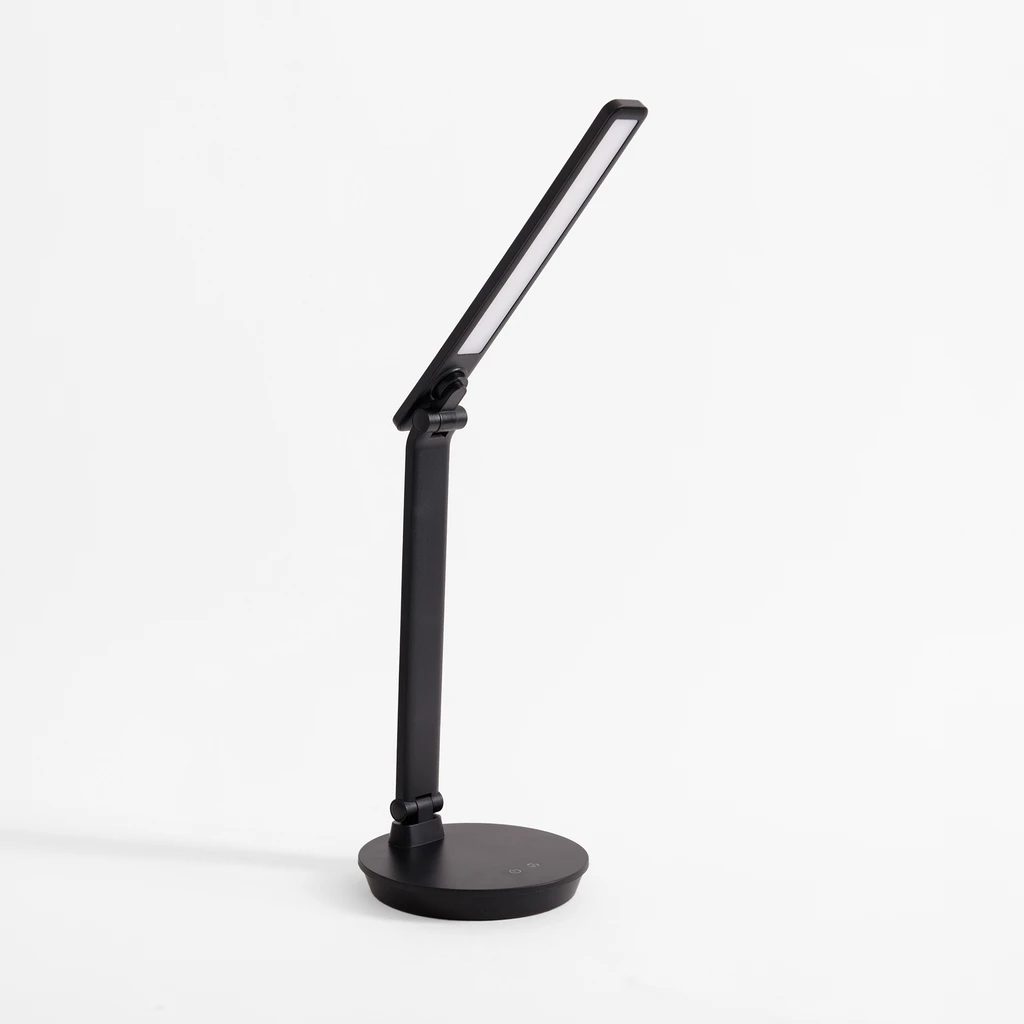 Stolná LED lampa s okrúhlou základňou čierna