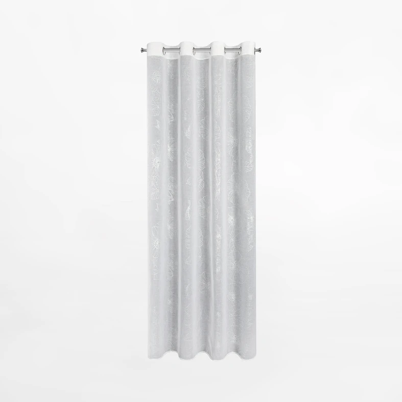 Biała zasłona w kwiaty