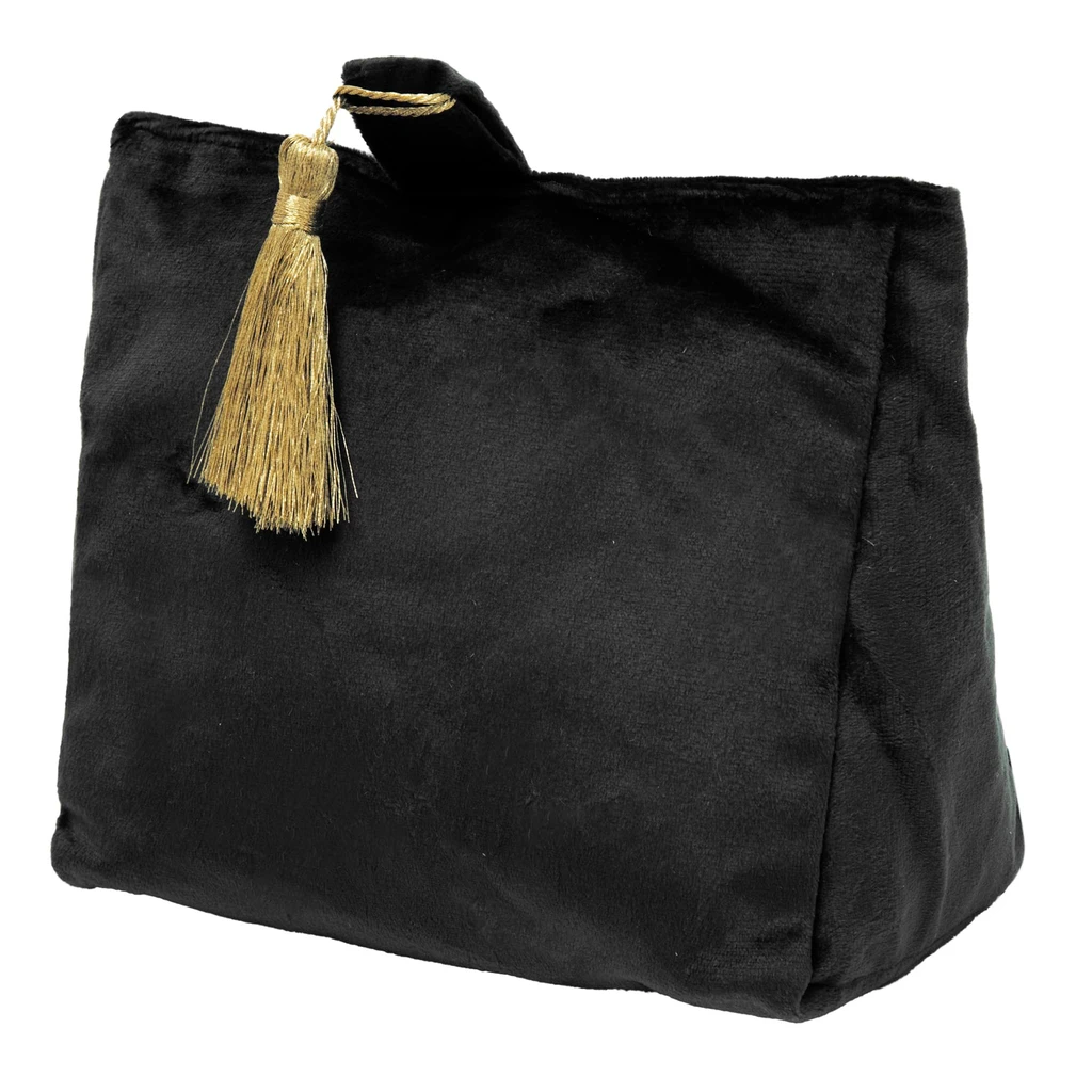 Velúrová zarážka do dverí s chvostom čierna 16 cm