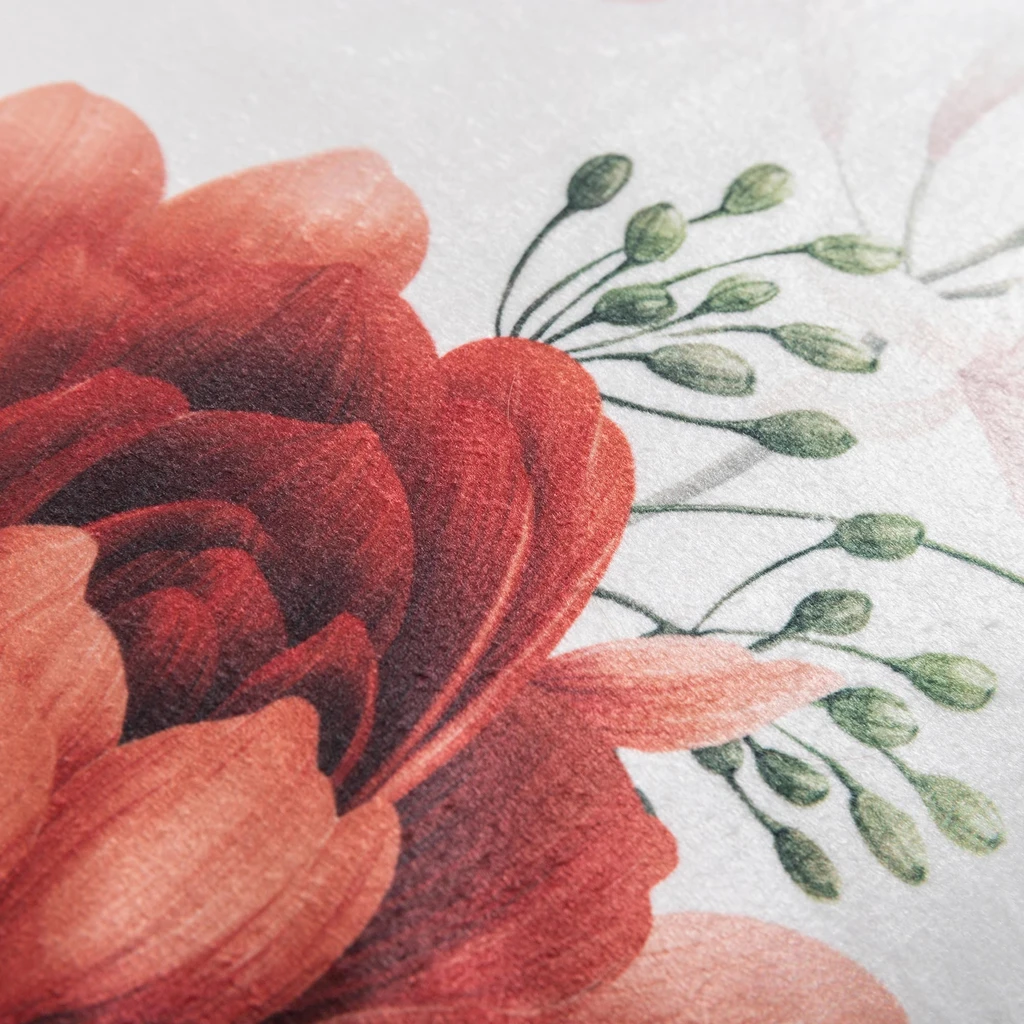 Welurowa biała poszewka w zielone w róże