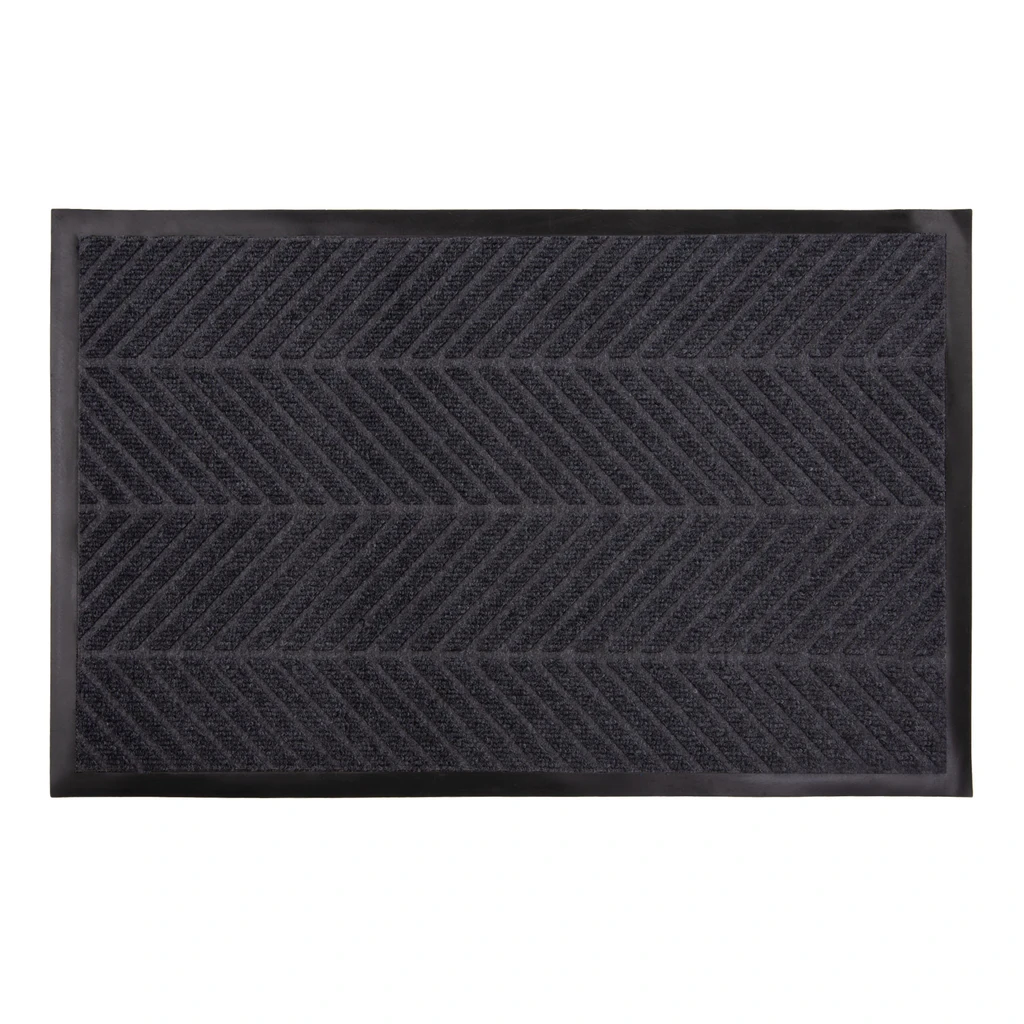 Šedá rohožka vzor rybej kosti 45x75 cm