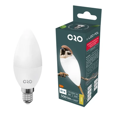 LED žiarovka E14 5W teplá farba ORO-E14-C37-TOTO-5W