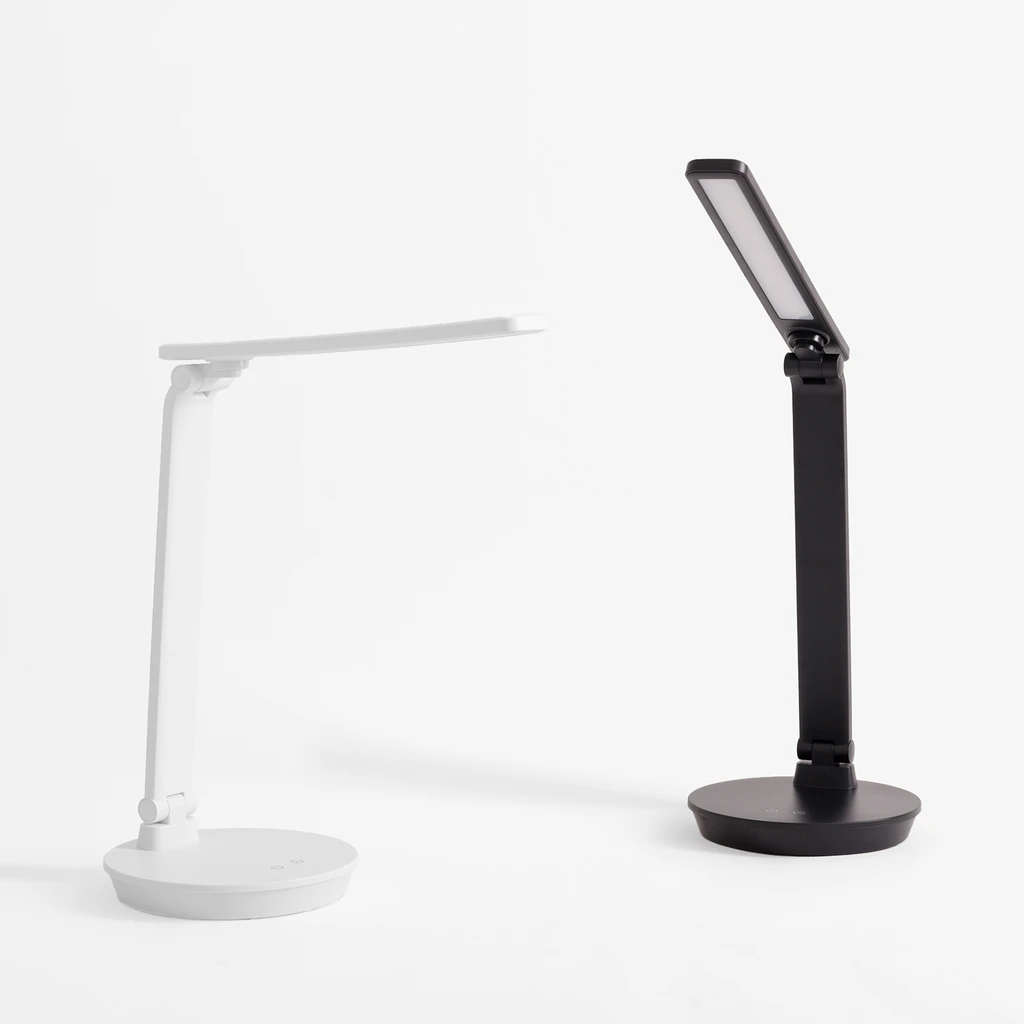 Stolná LED lampa s okrúhlou základňou biela