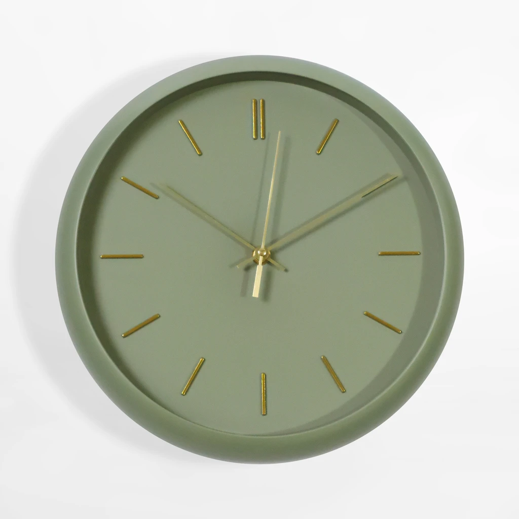 Zielony zegar na baterię do powieszenia na ścianie