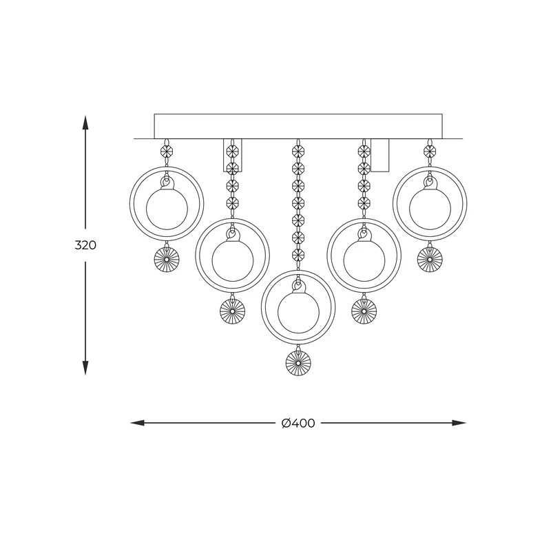 Stropné svietidlo chrómované 5xG9 GRESSA