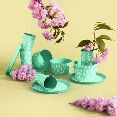 Súprava 4 plastových tanierov zelená, 21 cm