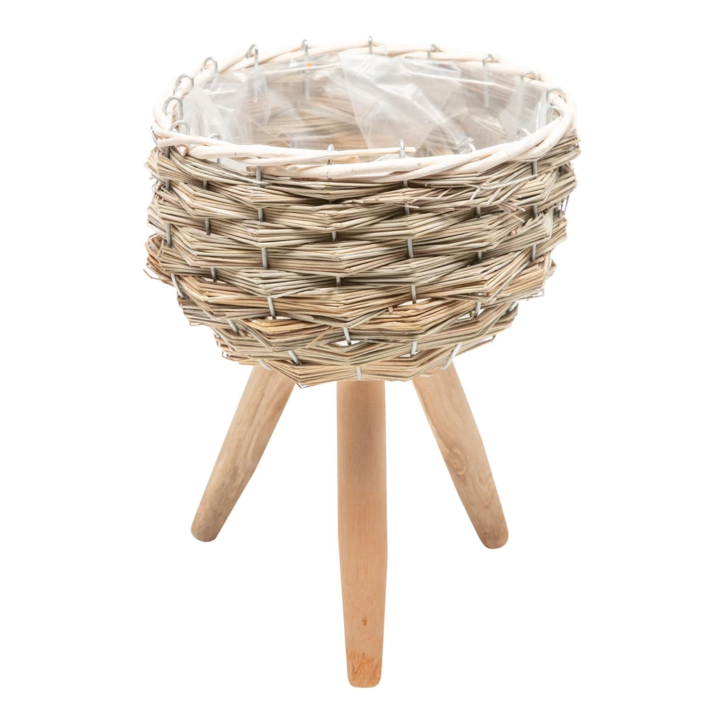 Pletený obal na črepník na nožičkách 28 cm