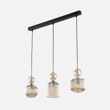 Závesné svietidlo s 3 tienidlami, obdĺžniková základňa SOPHIA COGNAC