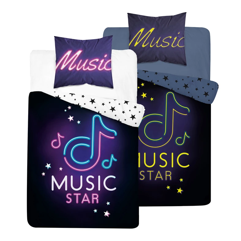 Posteľná bielizeň MUSIC STAR FLUO žiariaca v tme 160x200 cm