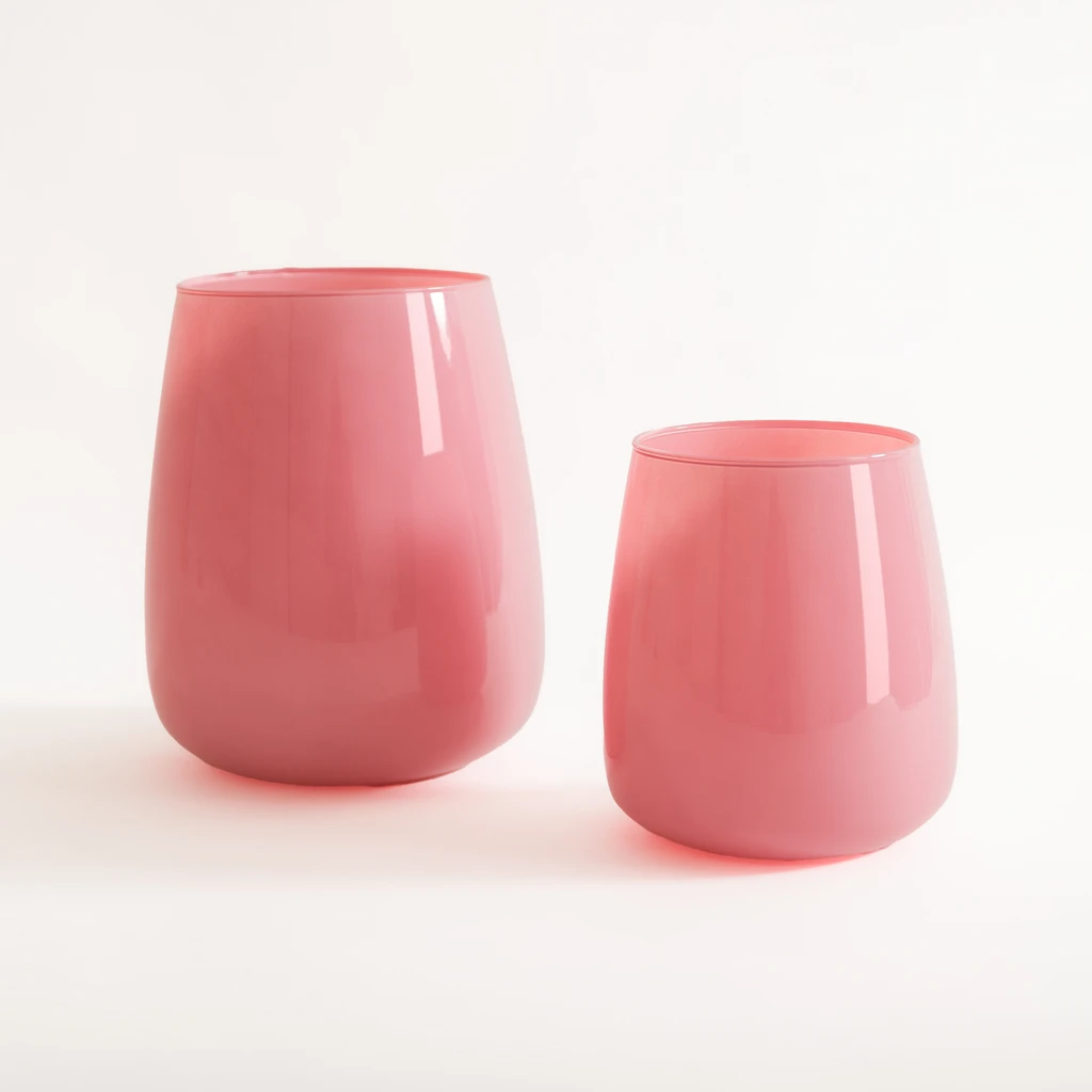 Sklenená váza ZINNIA ružová 23 cm