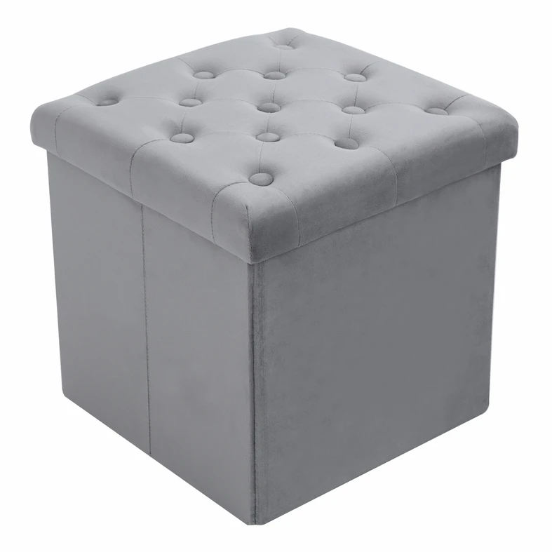 Puf kwadratowy składany szary 38x38 cm