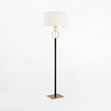 Stojacia lampa s tienidlom čierno-zlatá PERSEO