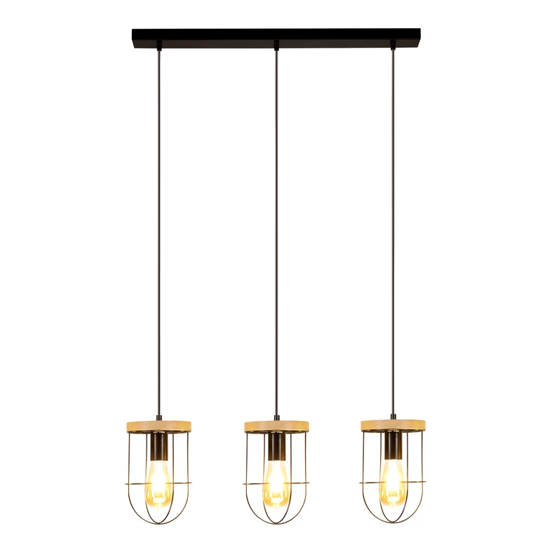 Rustikálne závesné svietidlo dubové drevo RENO III, 3xE27