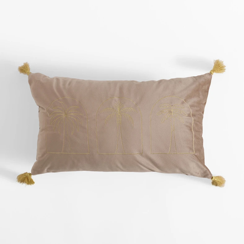 Ciemnobeżowa poszewka z motywem palmy
