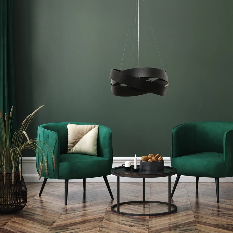 Čierne závesné svietidlo TORNADO