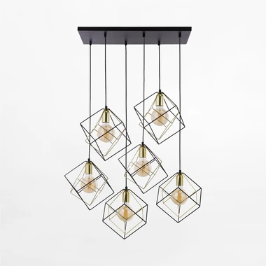 Dizajnový luster na lanku čierno-zlatý ALAMBRE VI