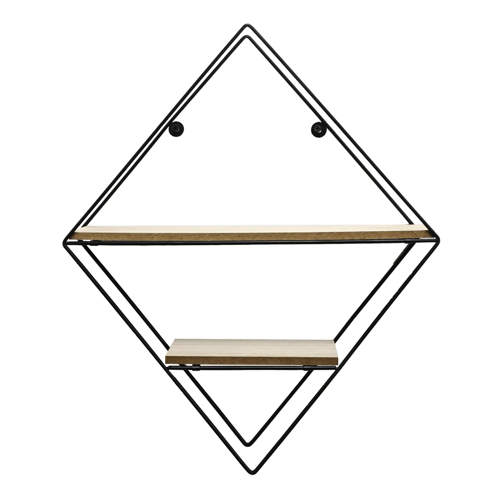 Kovová polica čierna kosoštvorec 46x40 cm