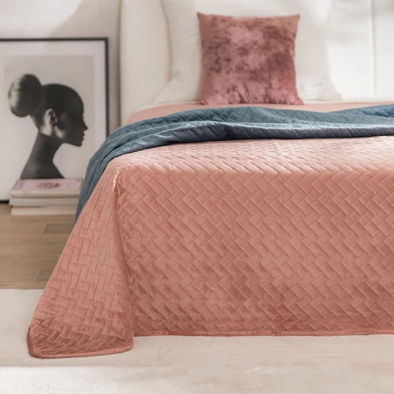 Ružový zamatový prehoz VELVET 200x220 cm