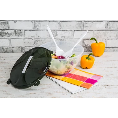 Miska/šalátová miska s pokrievkou a lyžicami ČAKANKA, 5 l