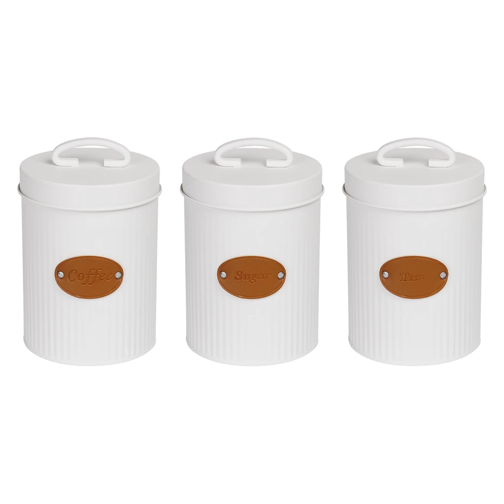 Kovová nádoba na čaj biela LINES 15 cm