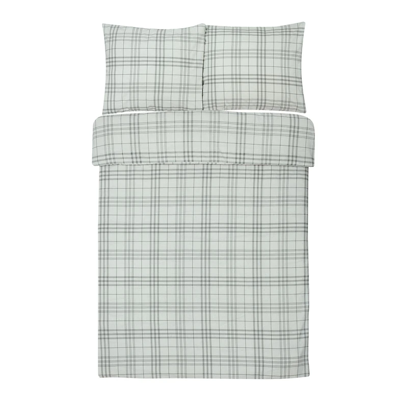 Károvaná súprava posteľnej bielizne svetlosivá GRID 160x200 cm