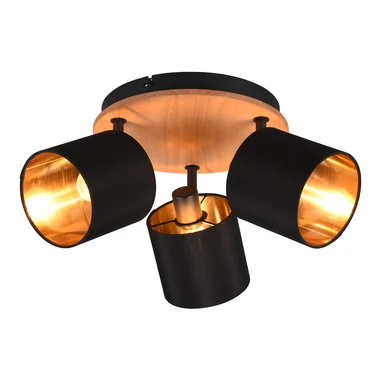 Stropné svietidlo 3-trojžiarovkové čierne TOMMY