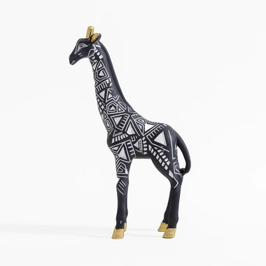 Dekoratívna figúrka v čiernej a zlatej farbe ŽIRAFA
