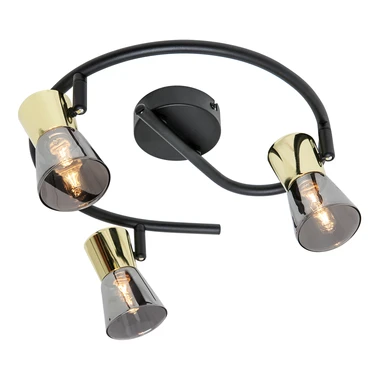 Stropné svietidlo 3-bodové čierno-zlaté CENTO 30 cm