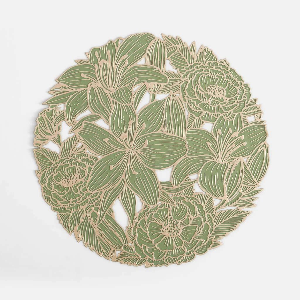 Okrúhle prestieranie na stôl zeleno-zlaté 38 cm