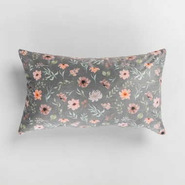 Dekoratívna kvetinová obliečka na vankúš DAISY sivá 30x50 cm