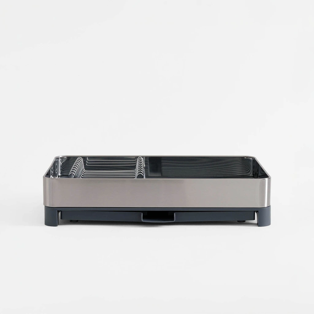 Srebrno-szara rozsuwana suszarka na naczynia i sztućce